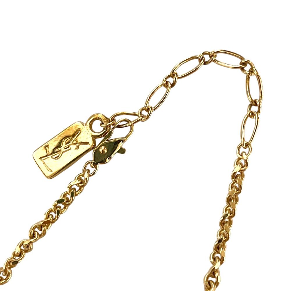 Saint Laurent Vintage Rhinestone Square Top Necklace Gold Plated — view 7