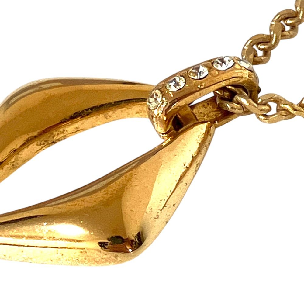 Saint Laurent Vintage Rhinestone Square Top Necklace Gold Plated — view 3