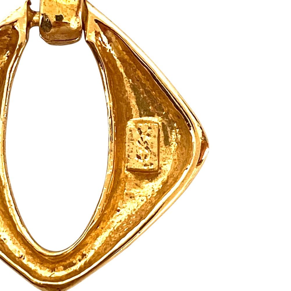 Saint Laurent Vintage Rhinestone Square Top Necklace Gold Plated — view 5