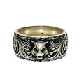 Gucci GG Tiger Head Arabesque Ring 925 Sterling Silver Pre Owned