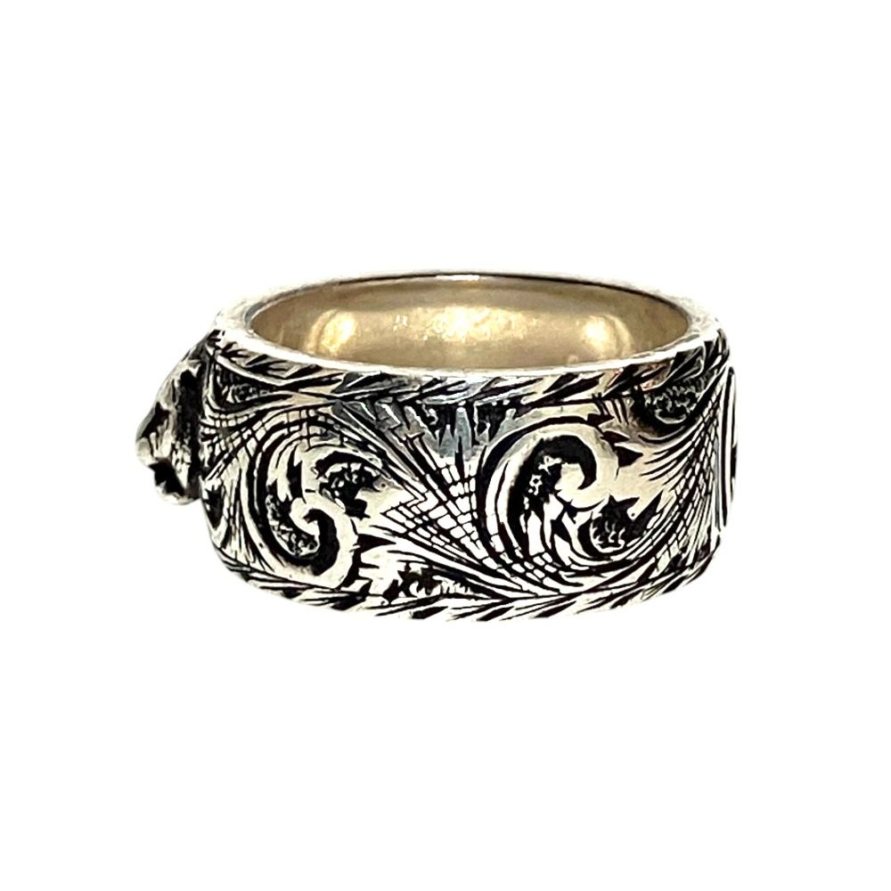 Gucci GG Tiger Head Arabesque Ring 925 Sterling Silver Pre Owned — view 2