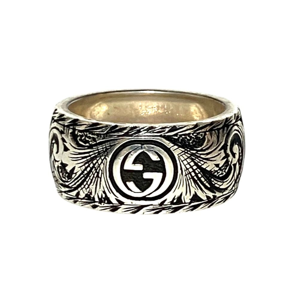 Gucci GG Tiger Head Arabesque Ring 925 Sterling Silver Pre Owned — view 3