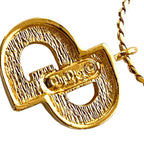 Dior Vintage Logo Rhinestone Necklace Gold Plated Pre Owned — view 5