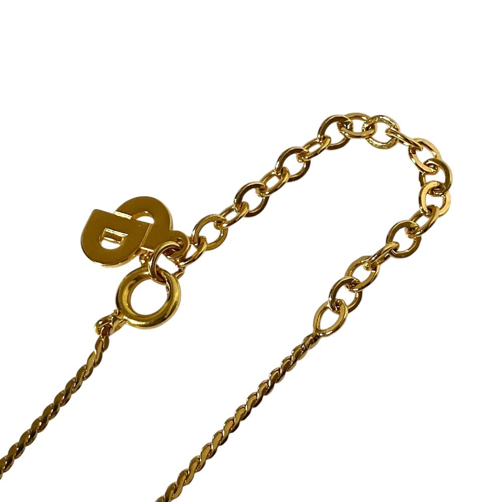 Dior Vintage Logo Rhinestone Necklace Gold Plated Pre Owned — view 4