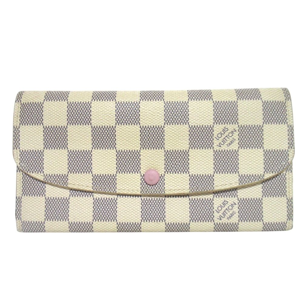 Louis Vuitton Emili Wallet Damier Azur Rose Ballerine Button Pre Owned