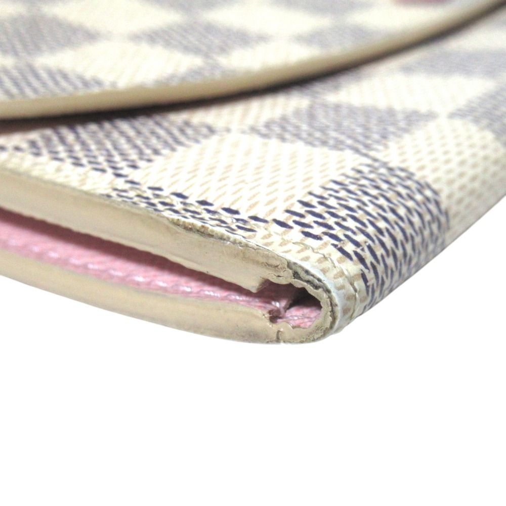 Louis Vuitton Emili Wallet Damier Azur Rose Ballerine Button Pre Owned — view 4