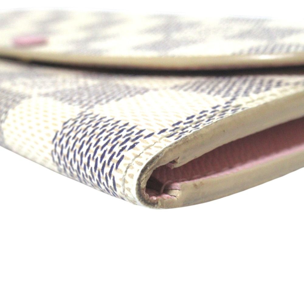Louis Vuitton Emili Wallet Damier Azur Rose Ballerine Button Pre Owned — view 5