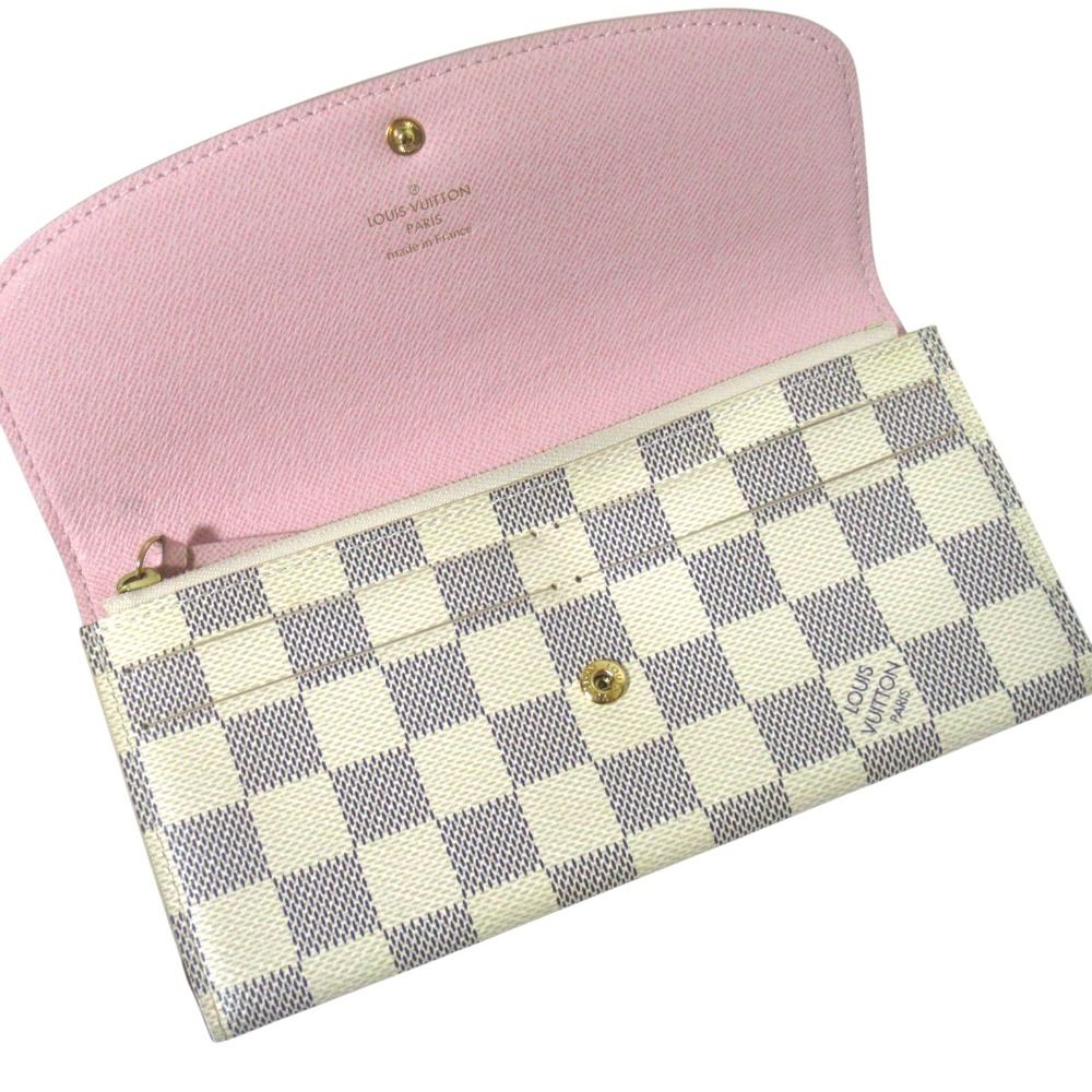 Louis Vuitton Emili Wallet Damier Azur Rose Ballerine Button Pre Owned — view 3