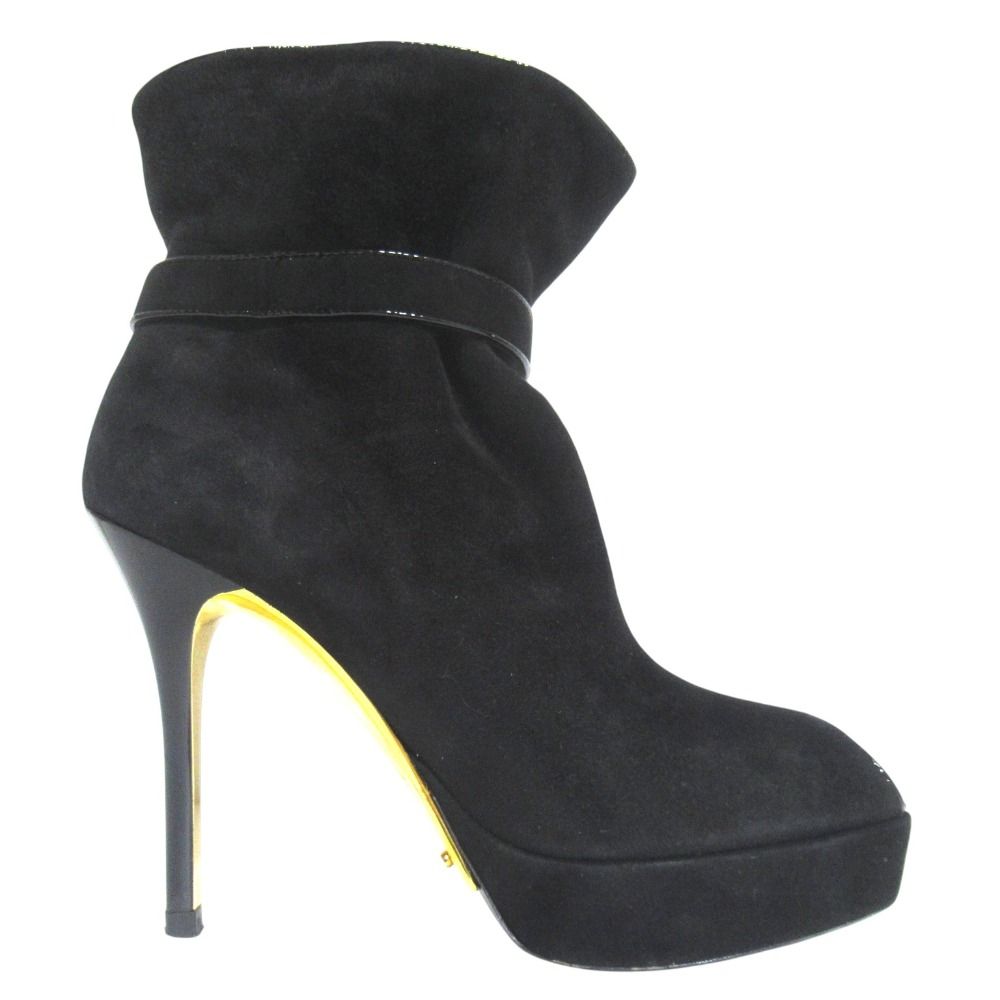 Louis Vuitton Suede Leather Open Toe High Heels Ankle Boots Short 35 Black — view 3