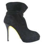 Louis Vuitton Suede Leather Open Toe High Heels Ankle Boots Short 35 Black — view 3