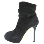 Louis Vuitton Suede Leather Open Toe High Heels Ankle Boots Short 35 Black — view 2