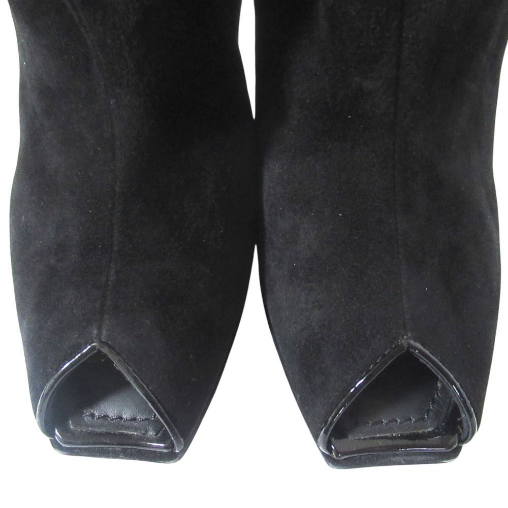 Louis Vuitton Suede Leather Open Toe High Heels Ankle Boots Short 35 Black — view 8