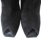 Louis Vuitton Suede Leather Open Toe High Heels Ankle Boots Short 35 Black — view 8