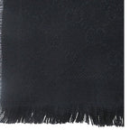 Gucci GG Jacquard Fringe Shawl Black Pre Owned Scarf — view 4