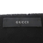 Gucci GG Jacquard Fringe Shawl Black Pre Owned Scarf — view 5