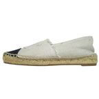 Chanel CC Logo Espadrille Shoes 36 Ivory Black Pre Owned — view 2