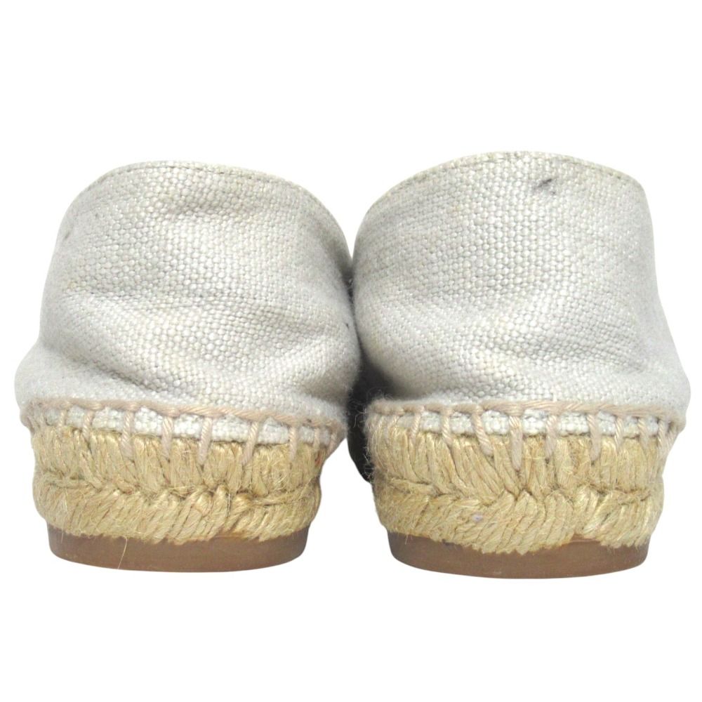 Chanel CC Logo Espadrille Shoes 36 Ivory Black Pre Owned — view 4
