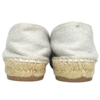Chanel CC Logo Espadrille Shoes 36 Ivory Black Pre Owned — view 4