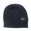 Gucci GG Cashmere Knit Beanie L Navy Beige Pre Owned