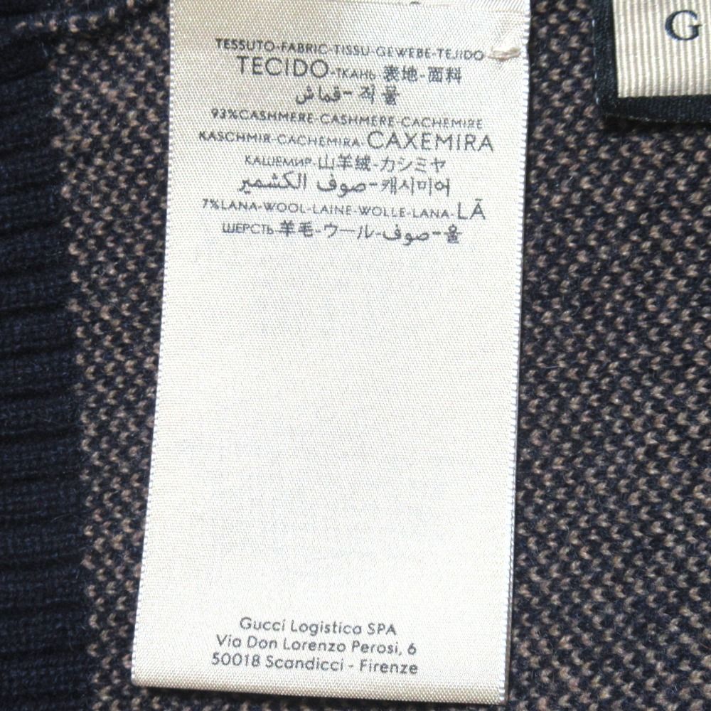 Gucci GG Cashmere Knit Beanie L Navy Beige Pre Owned — view 4