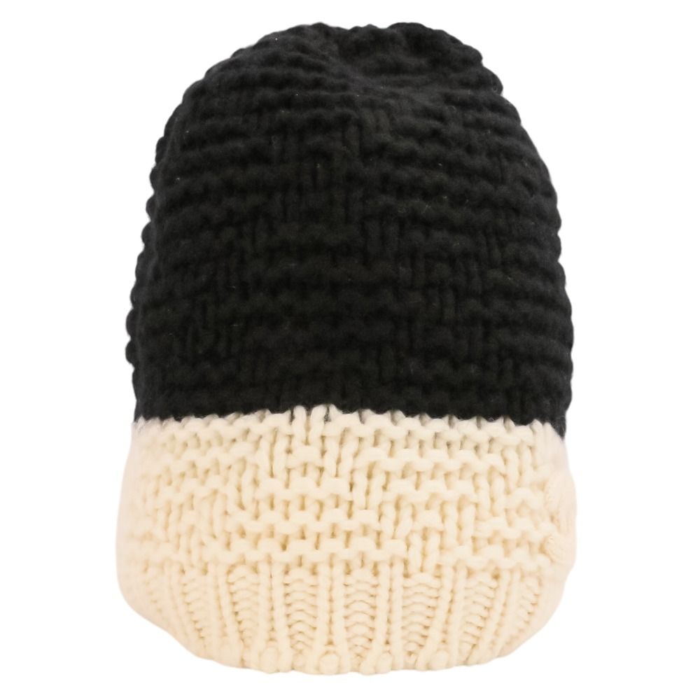Chanel CC Logo Bicolor Cashmere Knit Beanie Black White Pre Owned — view 7