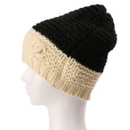 Chanel CC Logo Bicolor Cashmere Knit Beanie Black White Pre Owned — view 4