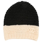 Chanel CC Logo Bicolor Cashmere Knit Beanie Black White Pre Owned
