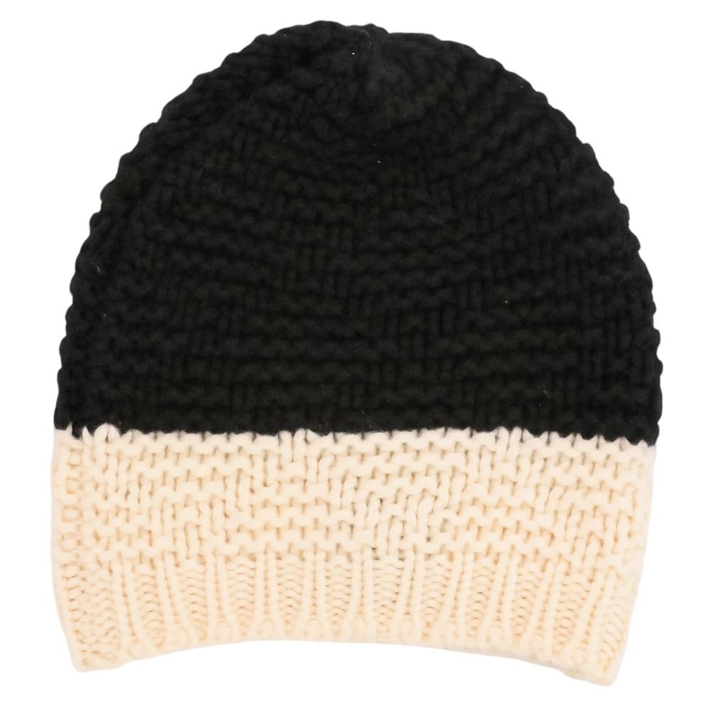 Chanel CC Logo Bicolor Cashmere Knit Beanie Black White Pre Owned — view 2