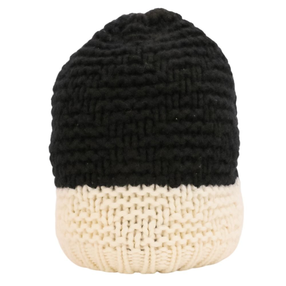 Chanel CC Logo Bicolor Cashmere Knit Beanie Black White Pre Owned — view 9