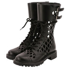 Dior D-trap Leather Mesh Lace Up Boots Black Pre Owned
