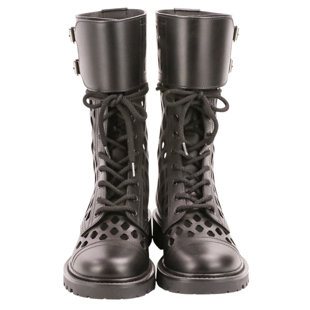 Dior D-trap Leather Mesh Lace Up Boots Black Pre Owned — view 6