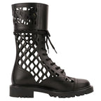 Dior D-trap Leather Mesh Lace Up Boots Black Pre Owned — view 3
