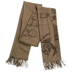 Hermes Cavalcade-l'esquisse Cashmere Fringed Shawl Etoupe Brown Pre Owned Scarf — view 4