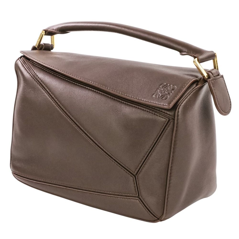Loewe Small Featherlight Puzzle in Nappa Lambskin Shoulder Bag Dark Brown — view 5