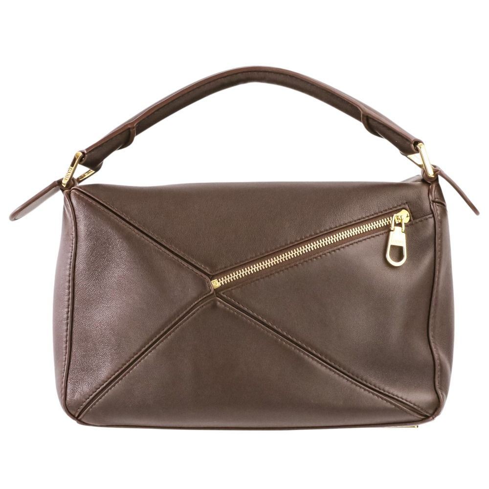 Loewe Small Featherlight Puzzle in Nappa Lambskin Shoulder Bag Dark Brown — view 2