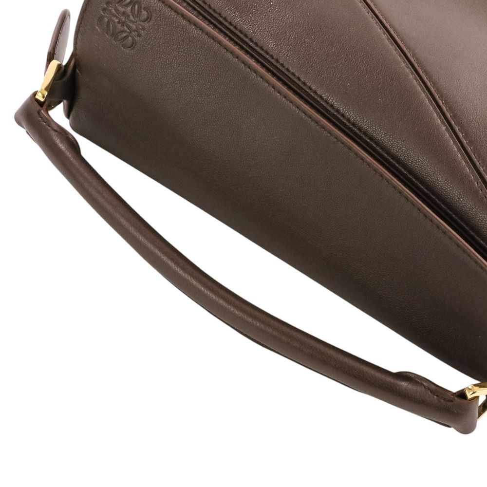 Loewe Small Featherlight Puzzle in Nappa Lambskin Shoulder Bag Dark Brown — view 7