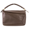 Loewe Small Featherlight Puzzle in Nappa Lambskin Shoulder Bag Dark Brown