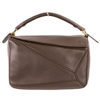 Loewe Small Featherlight Puzzle in Nappa Lambskin Shoulder Bag Dark Brown
