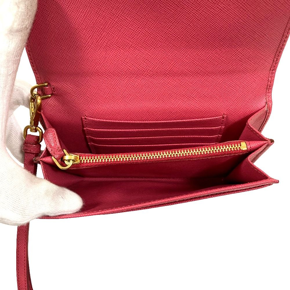 Prada Saffiano Leather Bifold Wallet Pink — view 6