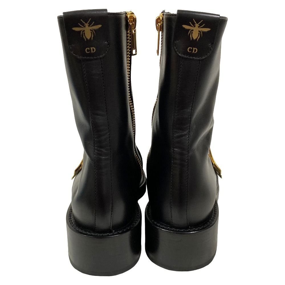 Dior D-Matelasse Leather Ankle Boots Black Pre Owned — view 5