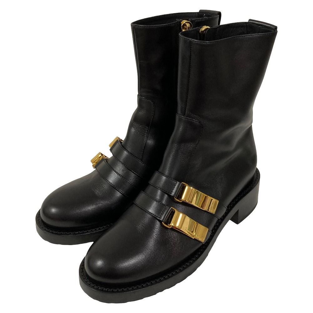 Dior D-Matelasse Leather Ankle Boots Black Pre Owned