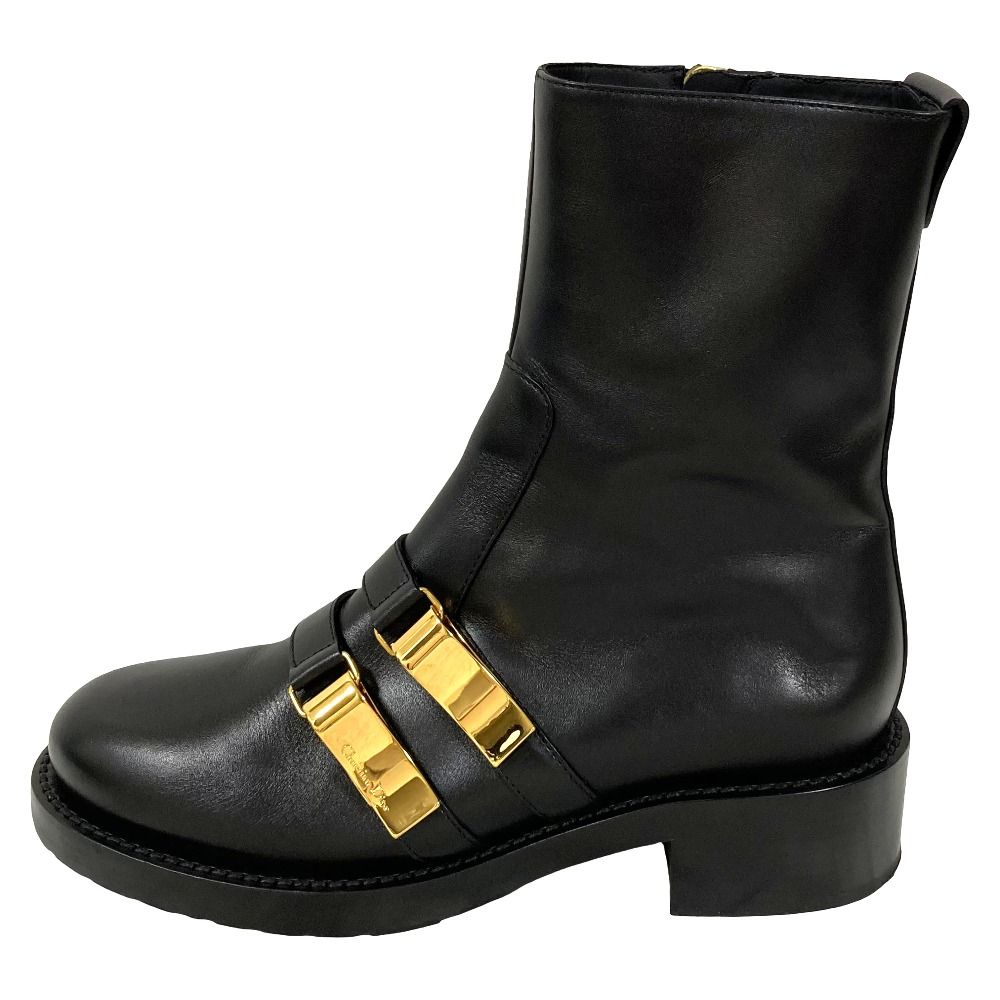 Dior D-Matelasse Leather Ankle Boots Black Pre Owned — view 2