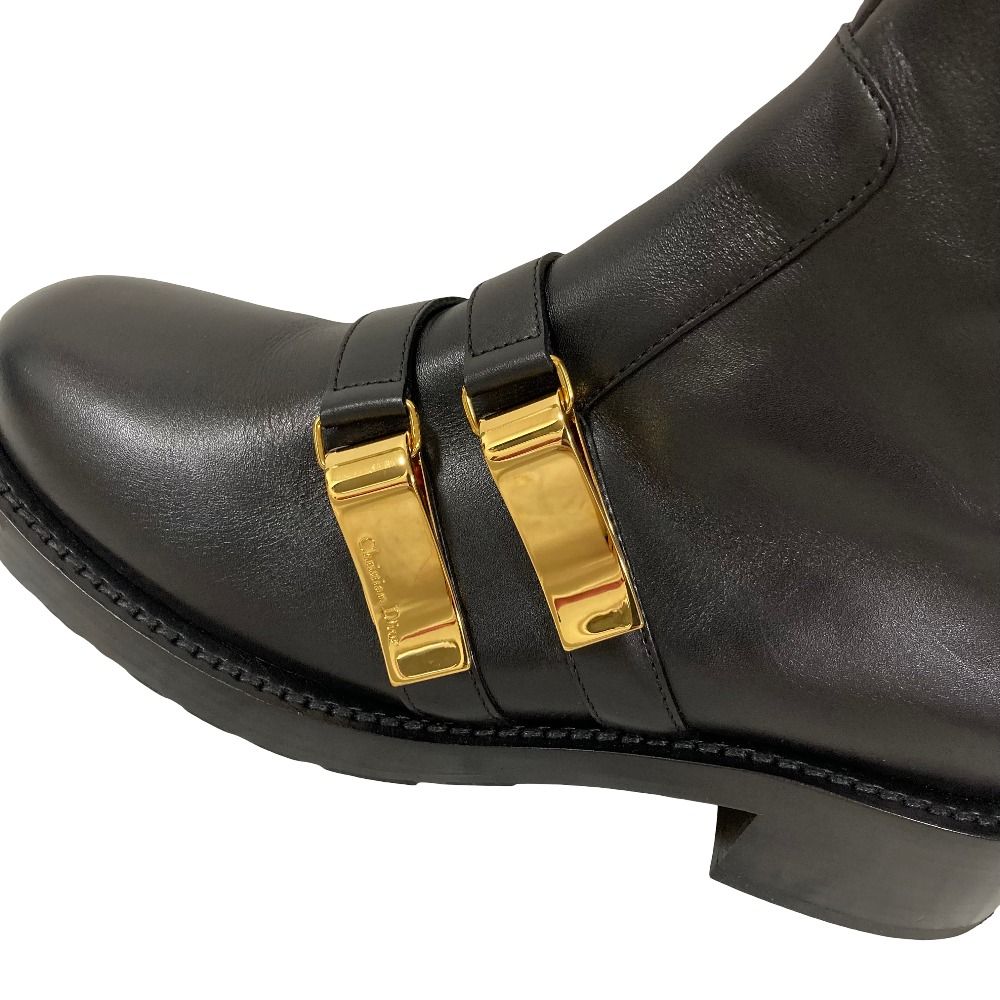 Dior D-Matelasse Leather Ankle Boots Black Pre Owned — view 7