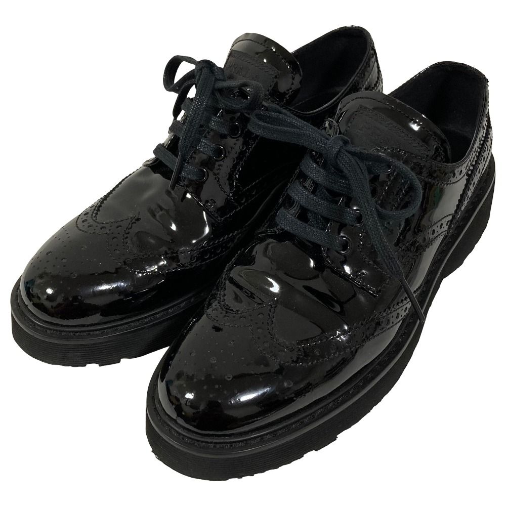 Prada Sports Wing Tip Dress Sneakers 38 Black