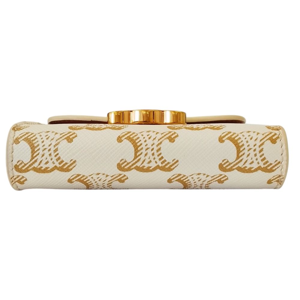 Celine Small Triomphe Wallet Trifold White Gold Color Pre Owned — view 5