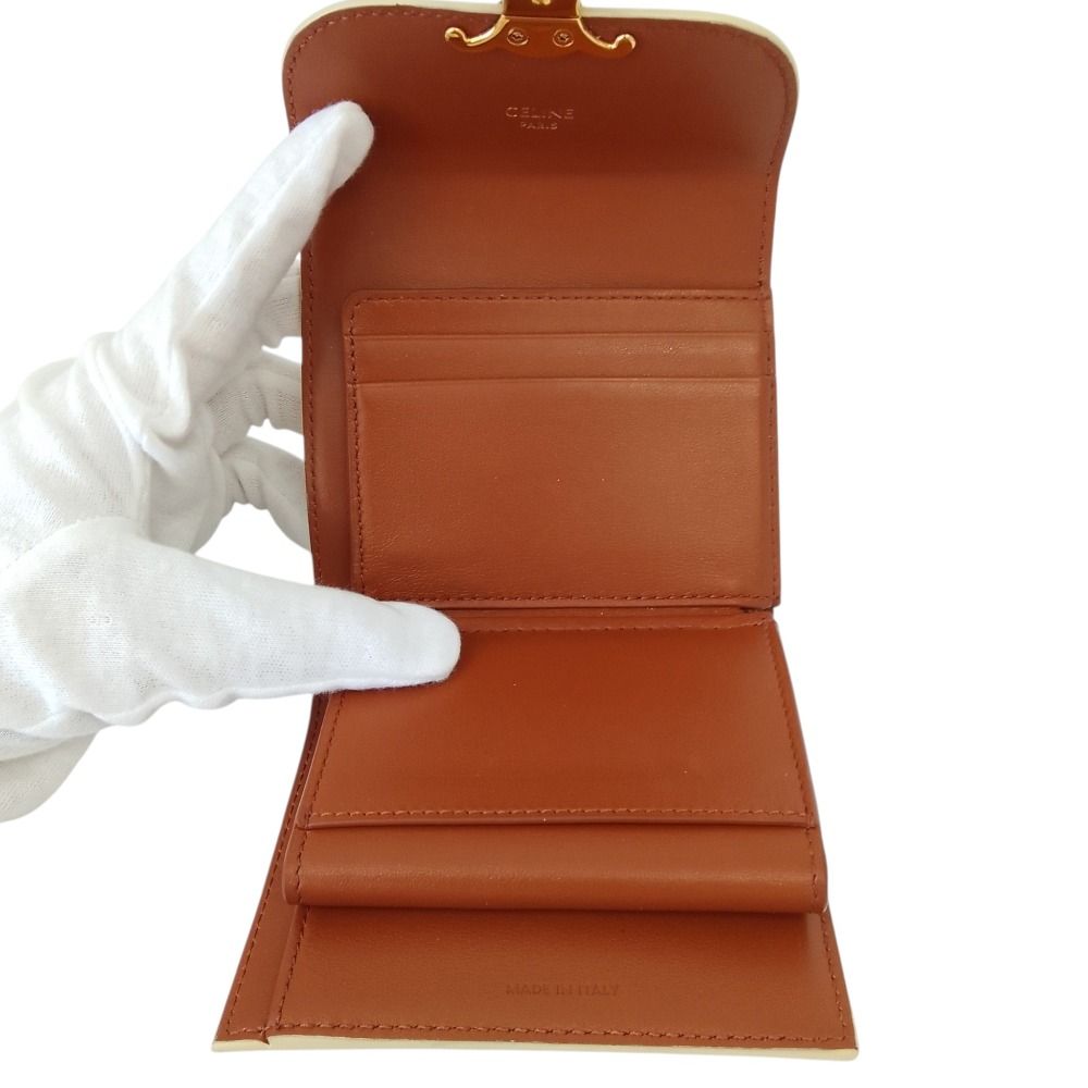 Celine Small Triomphe Wallet Trifold White Gold Color Pre Owned — view 8