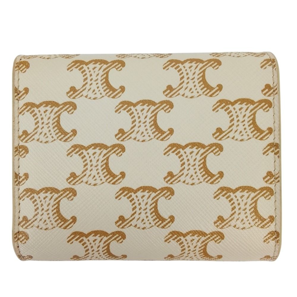 Celine Small Triomphe Wallet Trifold White Gold Color Pre Owned — view 2