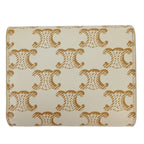 Celine Small Triomphe Wallet Trifold White Gold Color Pre Owned — view 2