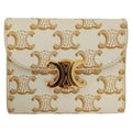 Celine Small Triomphe Wallet Trifold White Gold Color Pre Owned