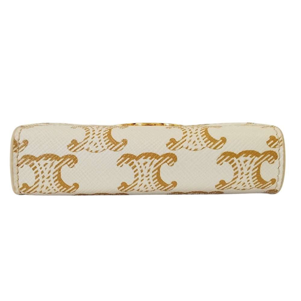 Celine Small Triomphe Wallet Trifold White Gold Color Pre Owned — view 4
